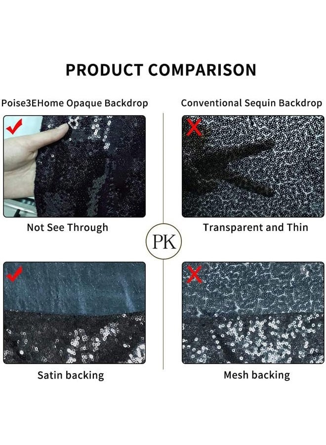 Poise3EHome 8Ft x 10Ft Black Sequin Backdrop, Glitter Thick Sequin Background Drapes, Sequence Xmas Thanksgiving Backdrop for Wedding Party Holiday Festival Decor - Image 5