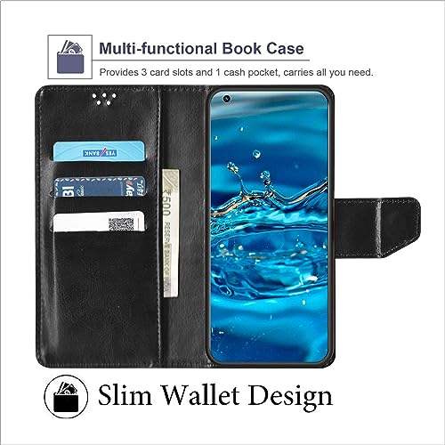 SBMS Flip Cover for Realme C71 / Realme Narzo 80 Lite 4G Back Cover Case with Magnatic Closure | Genuine Leather Finish | Inbuilt Stand | Card & Money Pocket | Wallet Style Flip Back Case (Black) - Image 4