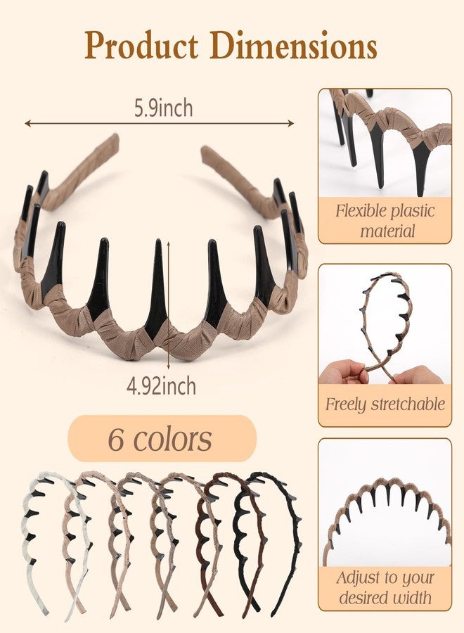 Auseibeely 6 Pcs Zig Zag Headbands for Women, Non Slip Wavy Comb Headband with Teeth, Plastic U Shape High Skull Headband for Girls Teen Men, Fashion 90s Hair Accessories, Ideal for Christmas Gifts - Image 2