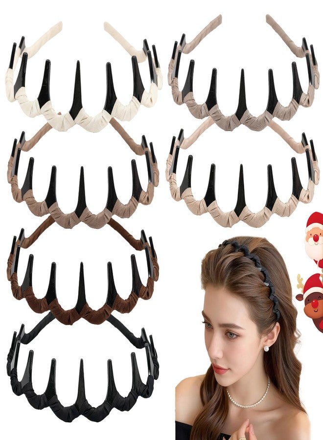 Auseibeely 6 Pcs Zig Zag Headbands for Women, Non Slip Wavy Comb Headband with Teeth, Plastic U Shape High Skull Headband for Girls Teen Men, Fashion 90s Hair Accessories, Ideal for Christmas Gifts - Image 1