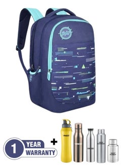 Skybags Skybags Squad TROOP 02 30L Casual Backpack with Free Water Bottle – Indigo | 3 Compartments, File Sleeve & Keyholder Organizer | Unisex School, Travel & Hiking Bage  - Image 1