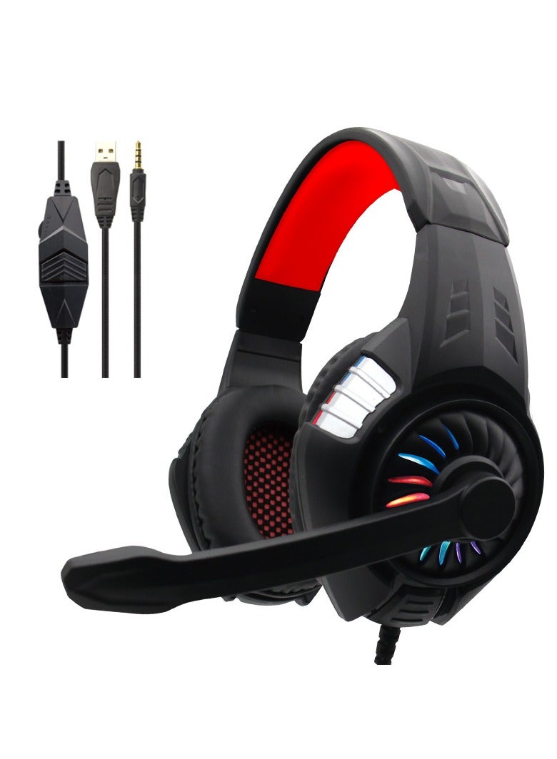 Komc Gaming Headset with Microphone, Compatible with PS4 PS5 Xbox One PC Laptop, Over-Ear Headphones with LED RGB Light, Noise Canceling Mic, Stereo Surround Sound - Image 1