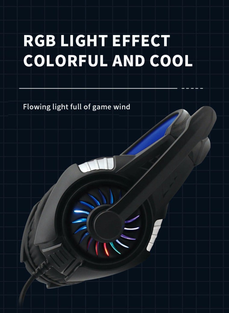 Komc Gaming Headset with Microphone, Compatible with PS4 PS5 Xbox One PC Laptop, Over-Ear Headphones with LED RGB Light, Noise Canceling Mic, Stereo Surround Sound - Image 3