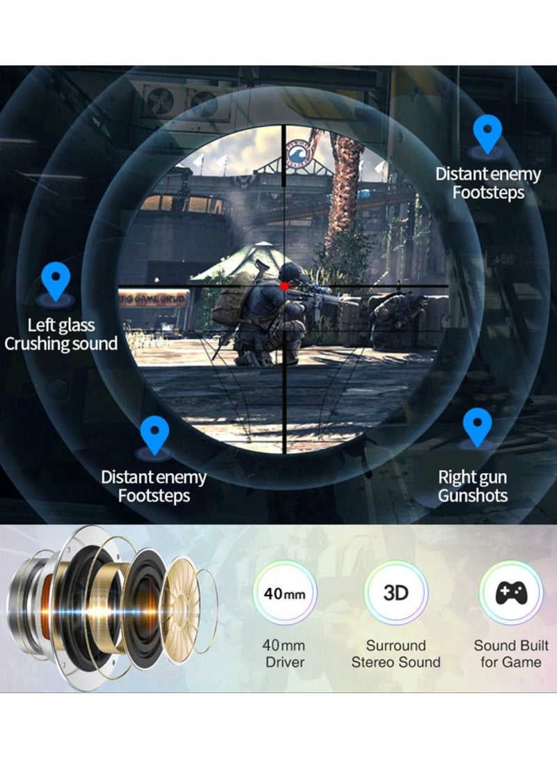 Komc Gaming Headset with Microphone, Compatible with PS4 PS5 Xbox One PC Laptop, Over-Ear Headphones with LED RGB Light, Noise Canceling Mic, Stereo Surround Sound - Image 5