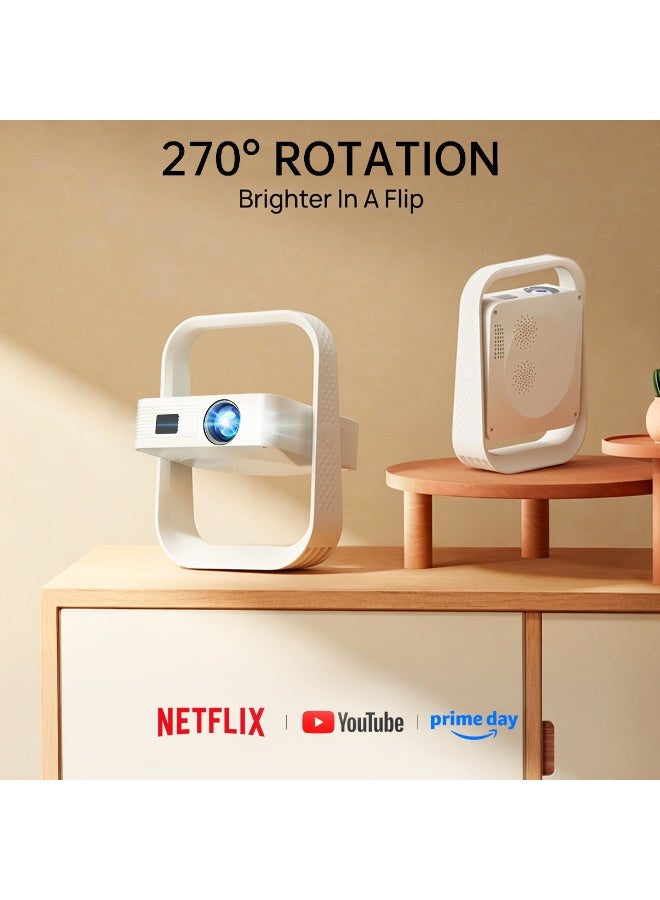 YT HY500 Smart Projector 4K Support, Android 14, WiFi6, 5G, Electronic focus & Auto Keystone Portable Mini Projector, 270° Rotatable Stand, 5W Speaker. Home & Outdoor Movie Projector Compatible with TV Stick, Phone & Laptop - Image 3