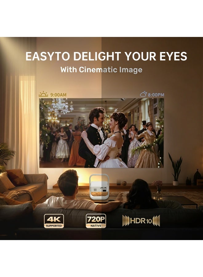 YT HY500 Smart Projector 4K Support, Android 14, WiFi6, 5G, Electronic focus & Auto Keystone Portable Mini Projector, 270° Rotatable Stand, 5W Speaker. Home & Outdoor Movie Projector Compatible with TV Stick, Phone & Laptop - Image 5