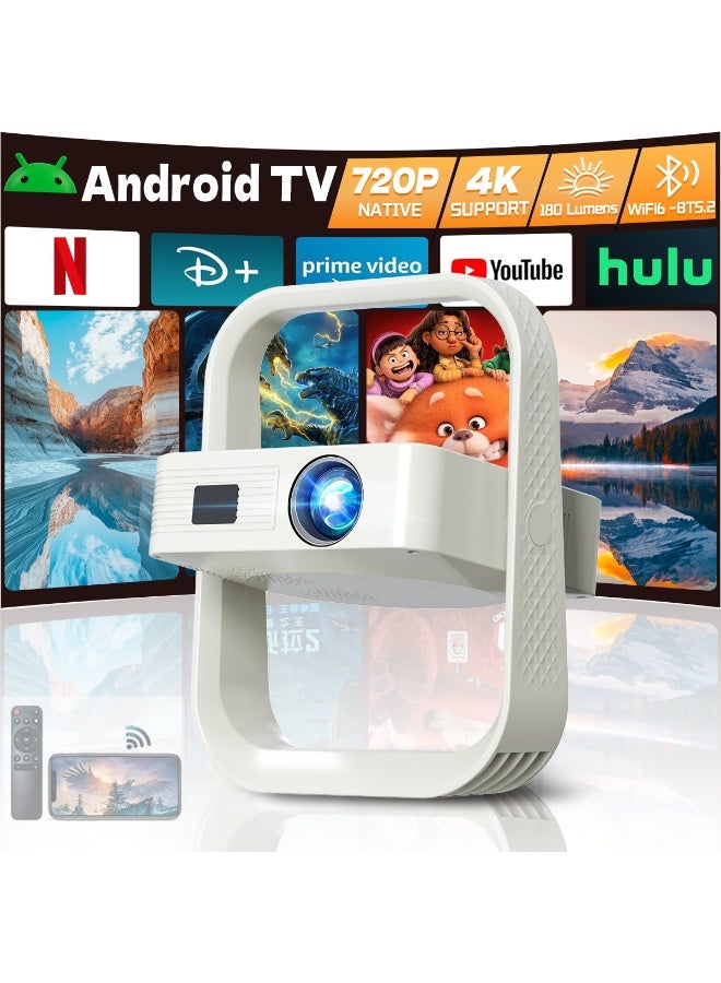 YT HY500 Smart Projector 4K Support, Android 14, WiFi6, 5G, Electronic focus & Auto Keystone Portable Mini Projector, 270° Rotatable Stand, 5W Speaker. Home & Outdoor Movie Projector Compatible with TV Stick, Phone & Laptop - Image 1