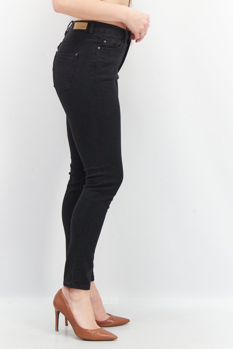 ESPRIT Women Skinny Fit Solid Stretchable Denim, Black - Image 4