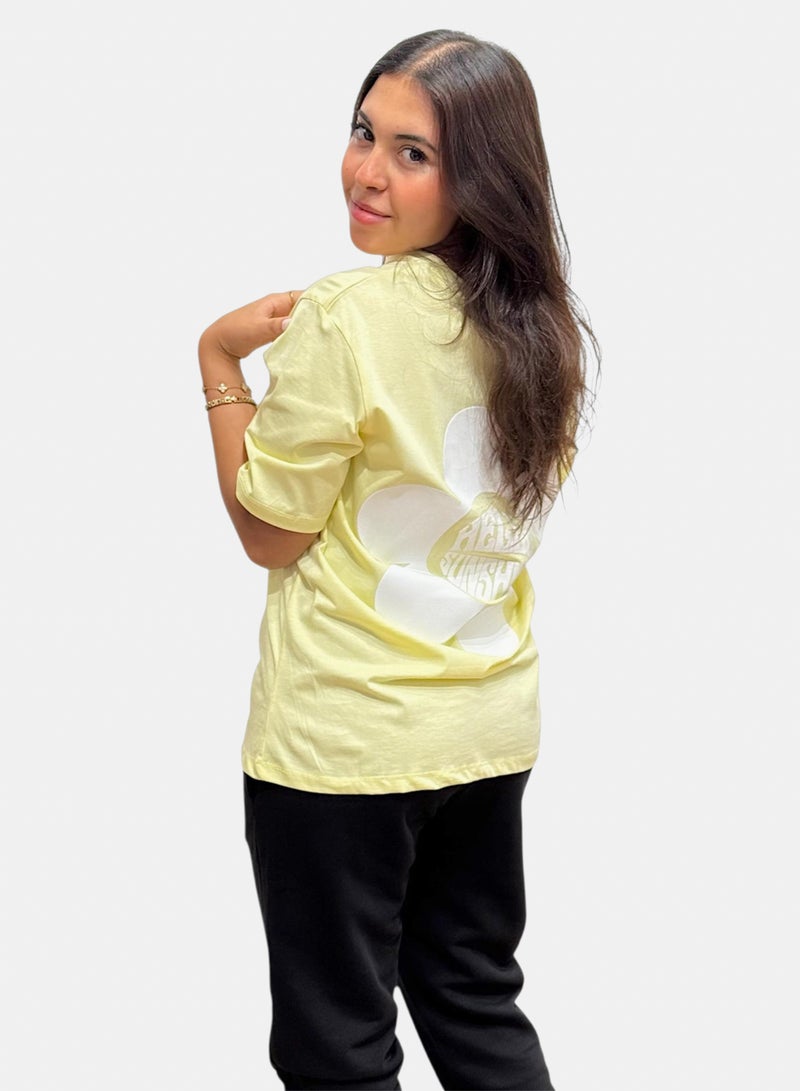 OWL T-shirt 'Hello sunshine' Yellow - Image 1