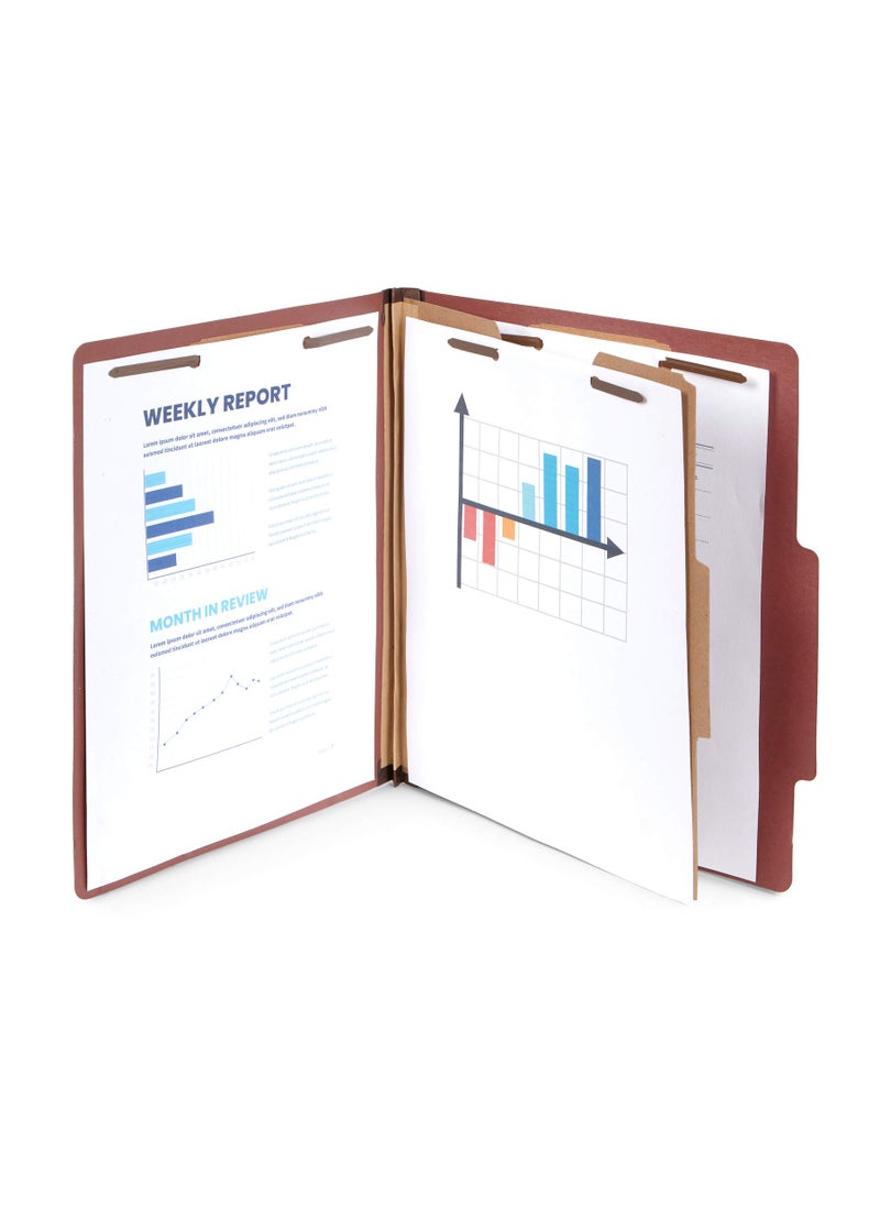 Blue Summit Supplies 10 Letter Size Red Classification Folders - 1 Divider - 2 Inch Tyvek Expansions - Durable 2 Prongs Designed to Organize Standard Medical Files, Office Reports - Letter Size, Red Brick Color, 10 Pack  - Image 5