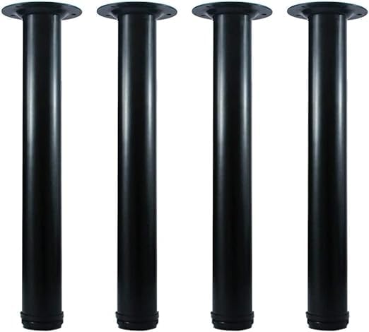 HIRVALL 28 Inch Tall Height Adjustable Metal Table Legs 60mm Diameter Office Kitchen Dinner Desk Furniture Leg Set Set of 4 Black - Image 1