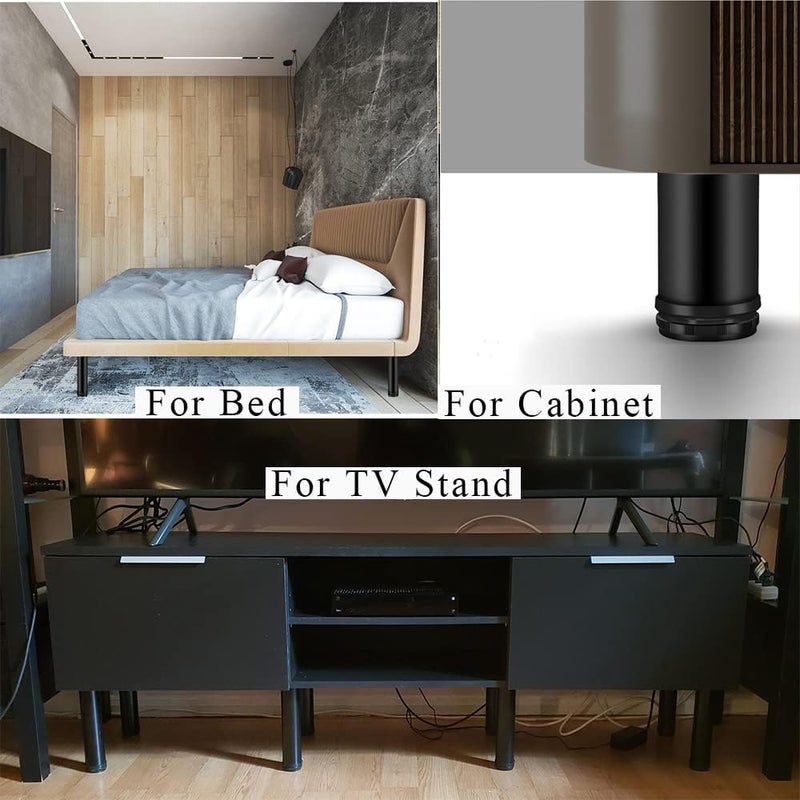 HIRVALL 28 Inch Tall Height Adjustable Metal Table Legs 60mm Diameter Office Kitchen Dinner Desk Furniture Leg Set Set of 4 Black - Image 4