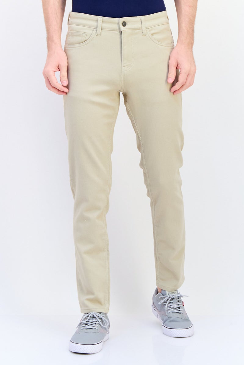 Celio Men Slim Fit Solid Stretchable Jeans, Beige - Image 1