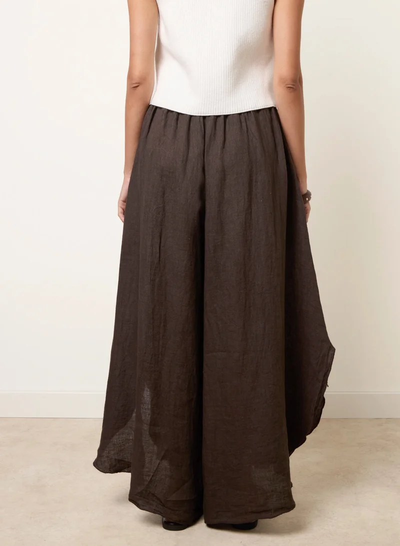 بلو فانيلا Extreme Wide Leg Linen Trousers