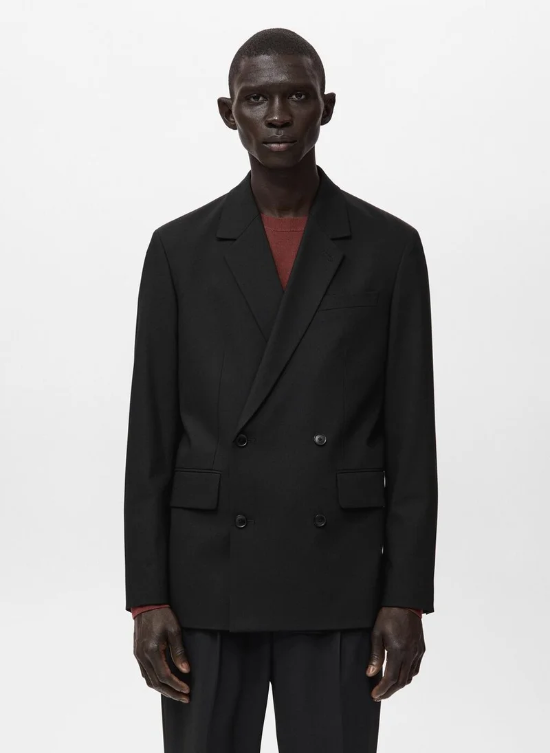 مانجو مان جاكيت بدلة بوسطن مزدوج الصدر بقصة عادية