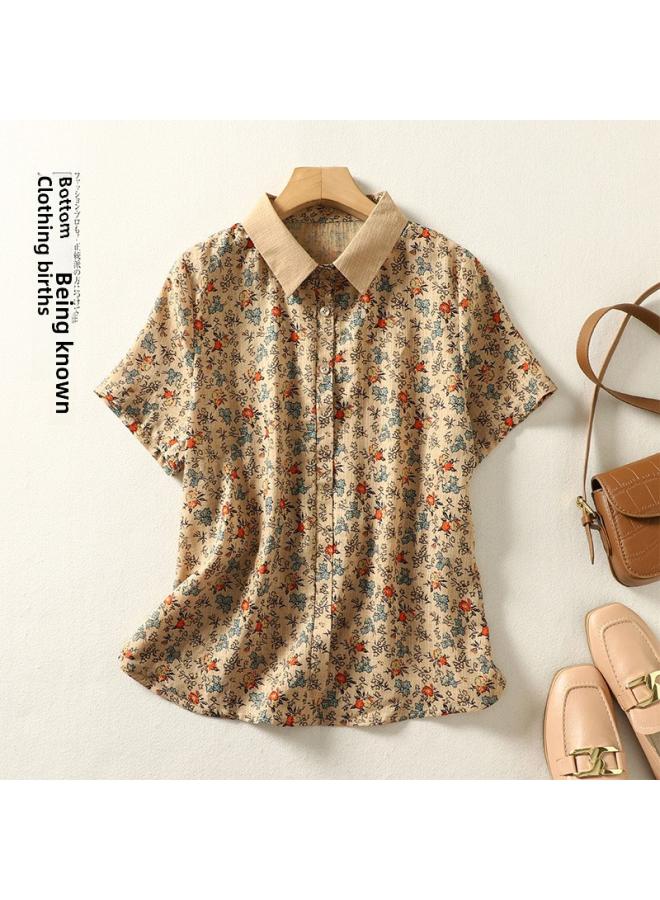 VUELO Real Shot Summer New Floral Short Sleeve Casual Age-reducing Large Size Loose Shirt Top Women - Image 1