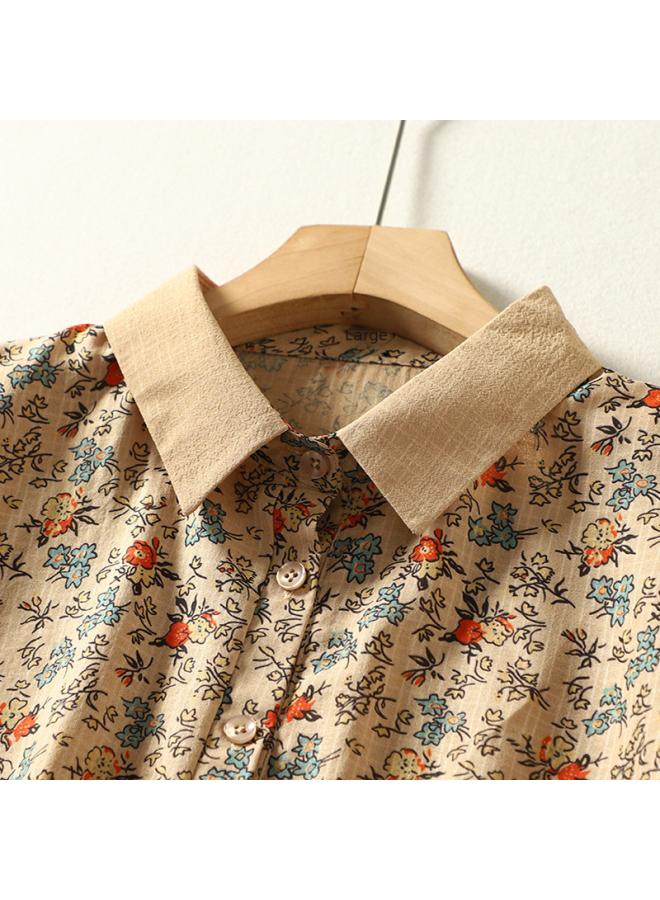 VUELO Real Shot Summer New Floral Short Sleeve Casual Age-reducing Large Size Loose Shirt Top Women - Image 3
