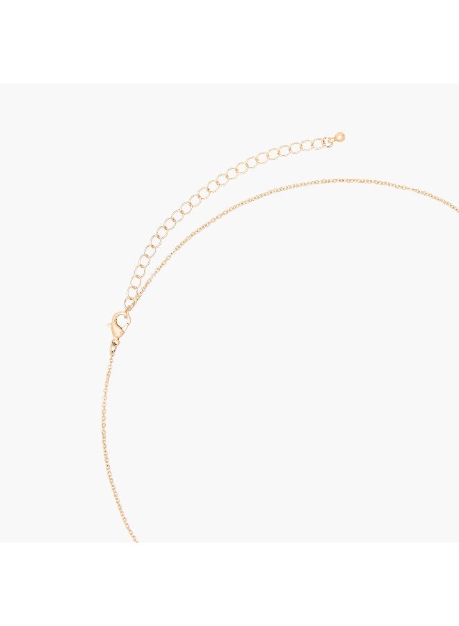 LIFESTYLE Gold Tone Pendant Necklace with Cubic Zirconia Stone Embellishment - Image 3