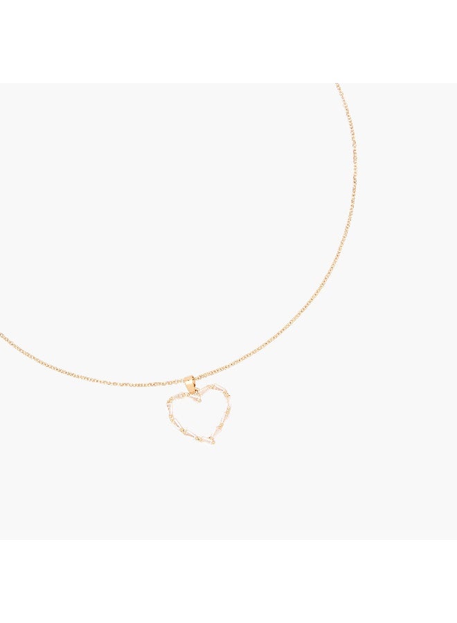LIFESTYLE Gold Tone Pendant Necklace with Cubic Zirconia Stone Embellishment - Image 2