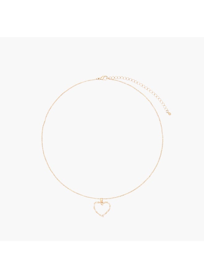 LIFESTYLE Gold Tone Pendant Necklace with Cubic Zirconia Stone Embellishment - Image 1