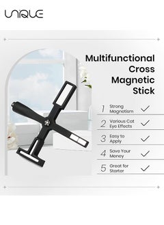 Unique 5 in 1 Magnet for Cat Eye Gel Nail Polish, Multifunctional Magnetic Nail Tool, Upgraded Cross Cat Eye Magnet for Nail Designs 3D Cateye Nail Gel Strong Nail Art Magnet Home Salon(Black)  - Image 3