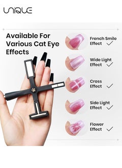 Unique 5 in 1 Magnet for Cat Eye Gel Nail Polish, Multifunctional Magnetic Nail Tool, Upgraded Cross Cat Eye Magnet for Nail Designs 3D Cateye Nail Gel Strong Nail Art Magnet Home Salon(Black)  - Image 5