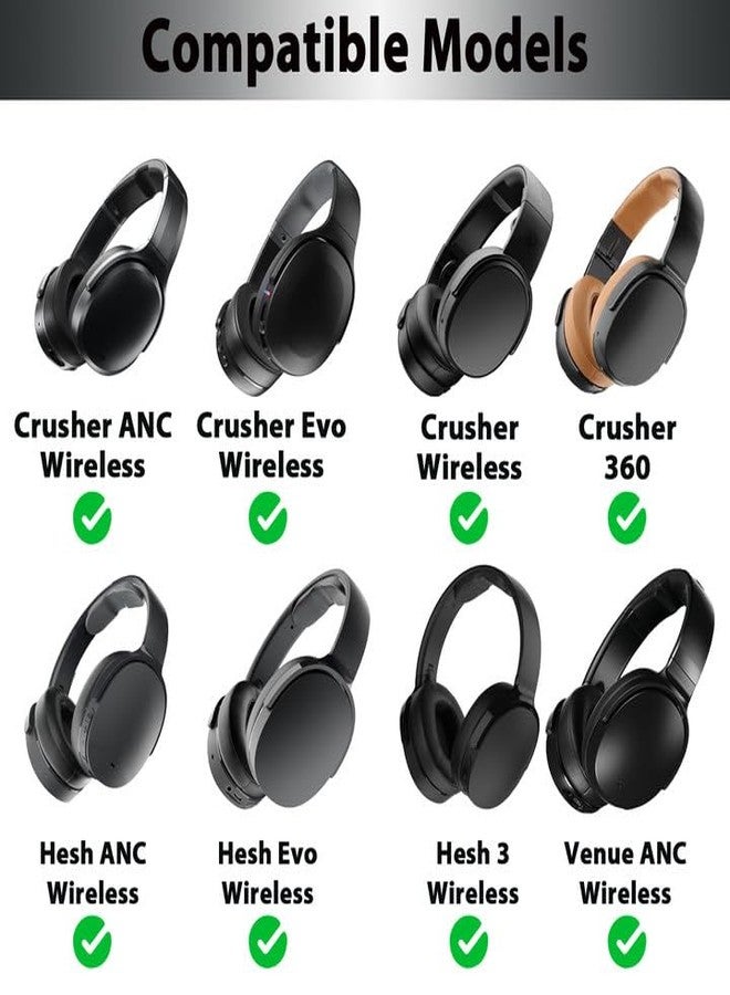 Adhiper Crusher Evo Replacement Ear Pads - Compatible with Skullcandy Crusher Wireless/ANC/Evo/360 & Hesh ANC/Evo/3 & Venue ANC Headphones (Black) - Image 2