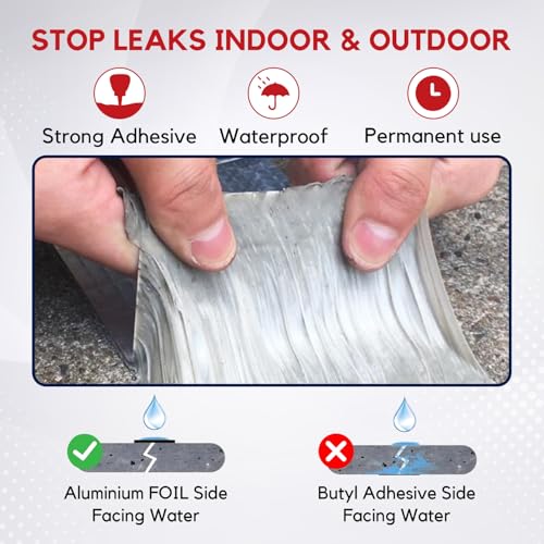 UB Unity Brand Unity Brand Super Strong Adhesive Waterproof Permanent Repair Aluminum Butyl Tape Rubber Foil Suitable for Roof Leak, surface Crack, Window Sill Gap, Boat Sealing, Home (5 CM (5 meter), Pack 1) - Image 3