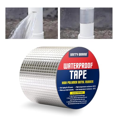 UB Unity Brand Unity Brand Super Strong Adhesive Waterproof Permanent Repair Aluminum Butyl Tape Rubber Foil Suitable for Roof Leak, surface Crack, Window Sill Gap, Boat Sealing, Home (5 CM (5 meter), Pack 1) - Image 4