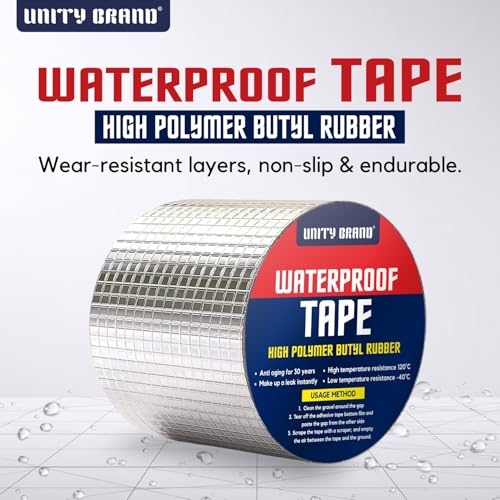 UB Unity Brand Unity Brand Super Strong Adhesive Waterproof Permanent Repair Aluminum Butyl Tape Rubber Foil Suitable for Roof Leak, surface Crack, Window Sill Gap, Boat Sealing, Home (5 CM (5 meter), Pack 1) - Image 5