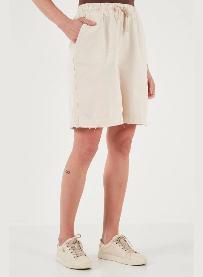 Lela Lela Cotton Standard Fit Regular Waist Tie Pocket Shorts Women's Shorts 668YP5326