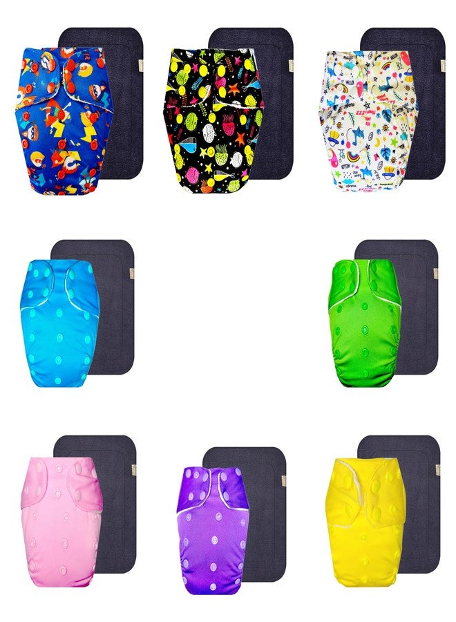 Dumbledo Premium Cloth Diaper with Black Insert (Pack of 8) | Soft & Gentle | Leakproof | Travel Friendly | Designed by Moms | 3 Months - 3 Years | Unisex Baby - Image 1
