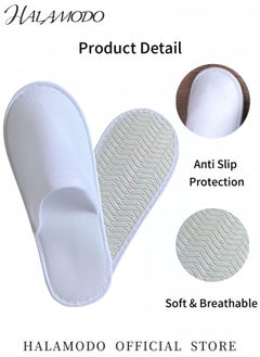 HALAMODO 24 Pairs Unisex Spa Slippers Closed Toe Disposable Slippers Non-Slip Slippers Fluffy Guests Slippers for Hotel Home Bedroom Indoor Used  - Image 4