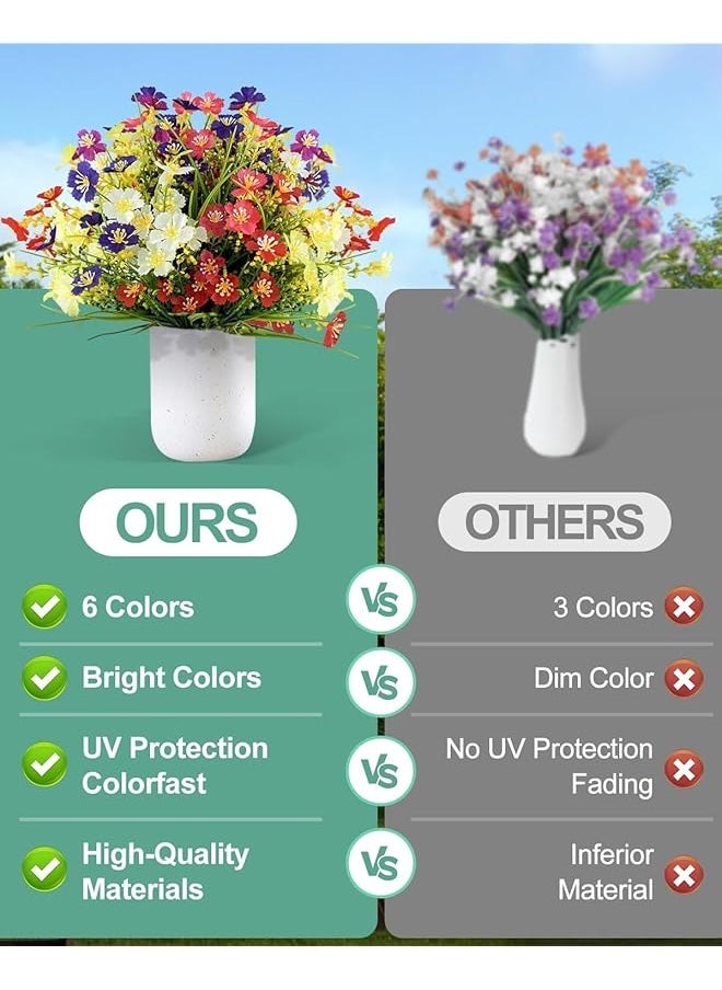 erorex 12 Bundles Artificial Plant Uv Resistant Plastic Flower For Decoration 6 Colors Fake Flowers Indoor Outdoor Hanging Plants Home Garden Planter Decoration  - Image 4