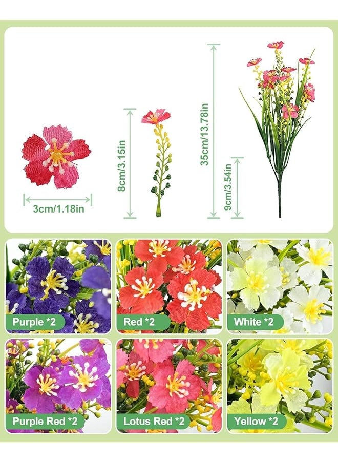 erorex 12 Bundles Artificial Plant Uv Resistant Plastic Flower For Decoration 6 Colors Fake Flowers Indoor Outdoor Hanging Plants Home Garden Planter Decoration  - Image 3