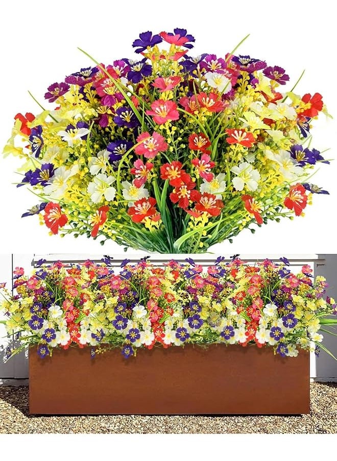 erorex 12 Bundles Artificial Plant Uv Resistant Plastic Flower For Decoration 6 Colors Fake Flowers Indoor Outdoor Hanging Plants Home Garden Planter Decoration  - Image 1