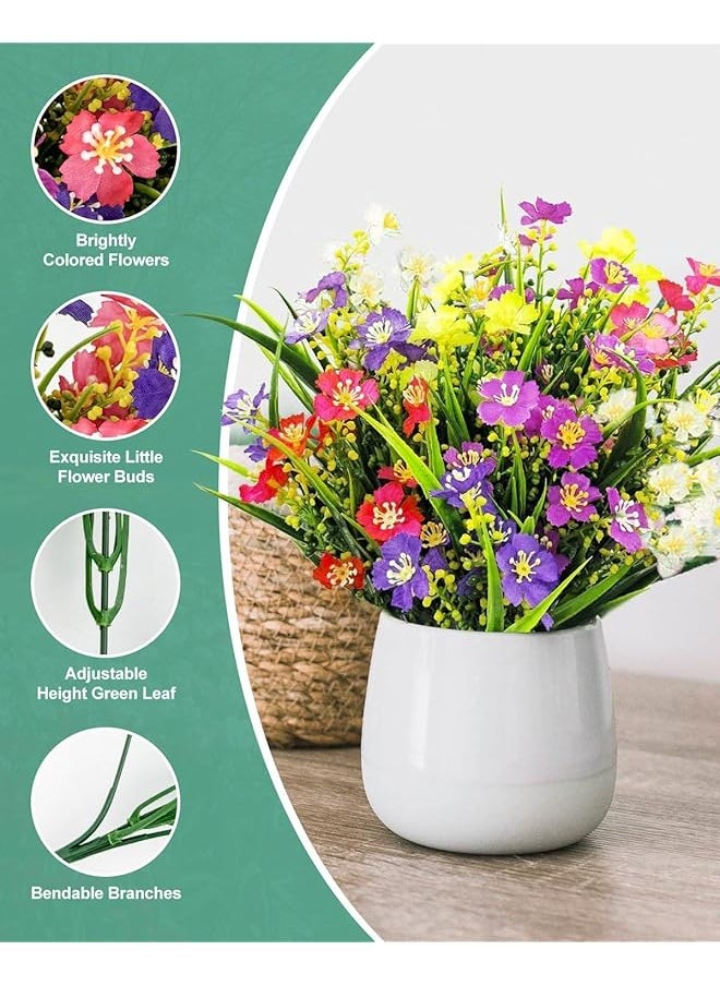 erorex 12 Bundles Artificial Plant Uv Resistant Plastic Flower For Decoration 6 Colors Fake Flowers Indoor Outdoor Hanging Plants Home Garden Planter Decoration  - Image 2