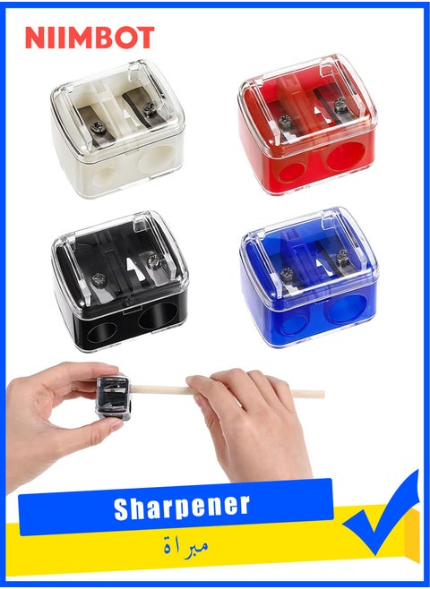 4 Pcs Pencil Sharpener Eye Liner Sharpener, Dual Holes Eye Liner Pencil Sharpener, Multi Colors Cosmetic Sharpener for Lipliner Eyeliner Pencil, Portable Make Up Manual Sharpener