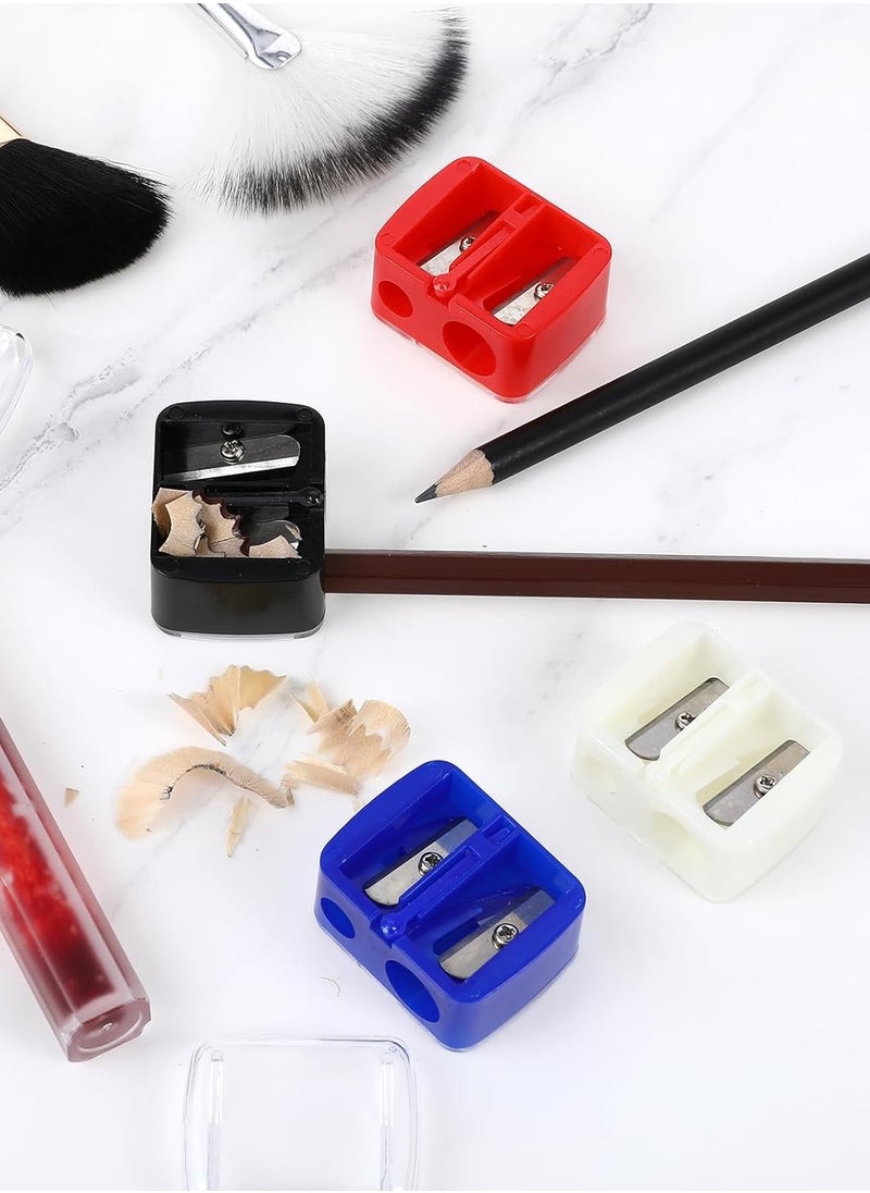 NIIMBOT - 4 Pcs Pencil Sharpener Eye Liner Sharpener, Dual Holes Eye Liner Pencil Sharpener, Multi Colors Cosmetic Sharpener for Lipliner Eyeliner Pencil, Portable Make Up Manual Sharpener - Image 1