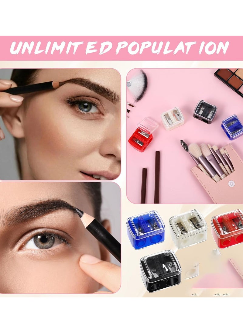 NIIMBOT - 4 Pcs Pencil Sharpener Eye Liner Sharpener, Dual Holes Eye Liner Pencil Sharpener, Multi Colors Cosmetic Sharpener for Lipliner Eyeliner Pencil, Portable Make Up Manual Sharpener - Image 1