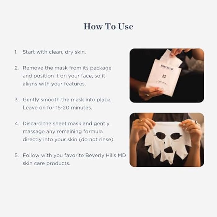 Beverly Hills MD Ageless Volume Hyaluronic Face Mask- Reduce Appearance of Wrinkles, Anti Aging Formula for Plump, Moisturized Skin- 8 Pack- Hydrating & Firming Gentle Sheet Mask - Image 4