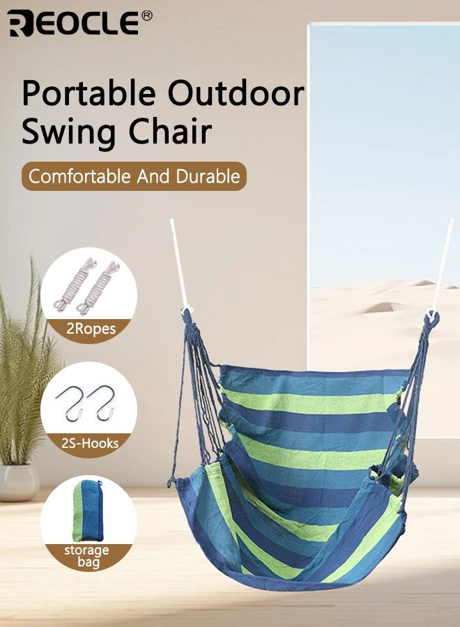 ريوكل كرسي أرجوحة محمول للتخييم في الهواء الطلق يوفر راحة ومتانة حبل معلق قوي معدات ترفيه مثالية للاستخدام الخارجي الشرفات غرف النوم التراسات - Image 1