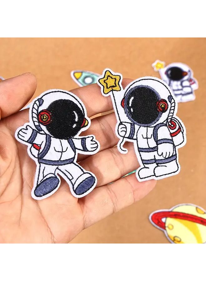 12pcs Cartoon Astronaut Embroidered Patches Iron On Stars Planets Space - Image 1