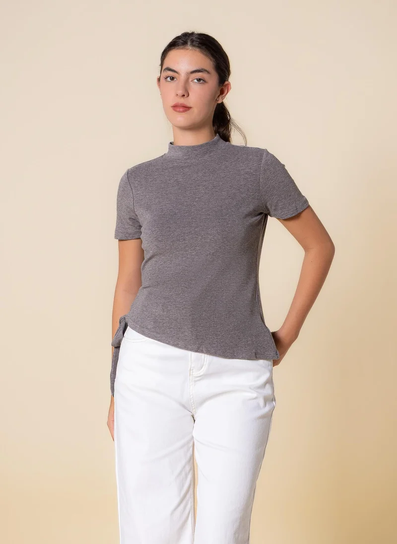 SHAPES DETAILED WOOL BLEND TOP