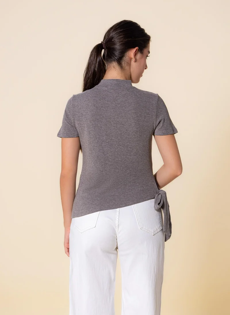 SHAPES DETAILED WOOL BLEND TOP