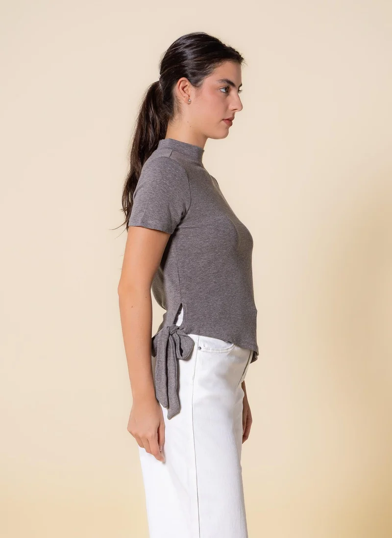 Shapes Grey DETAILED WOOL BLEND TOP for Women | Best Price UAE