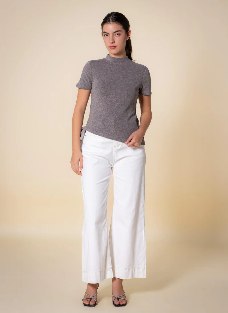 Shapes Grey DETAILED WOOL BLEND TOP for Women | Best Price UAE