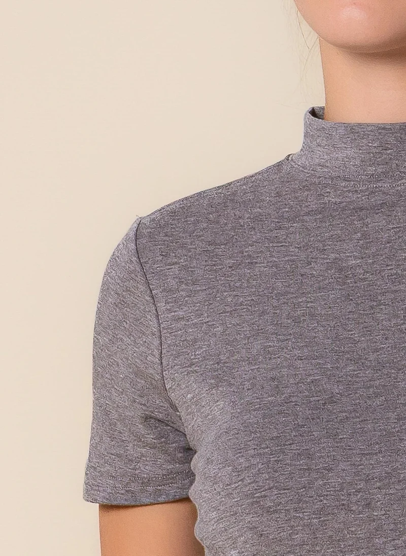 Shapes Grey DETAILED WOOL BLEND TOP for Women | Best Price UAE