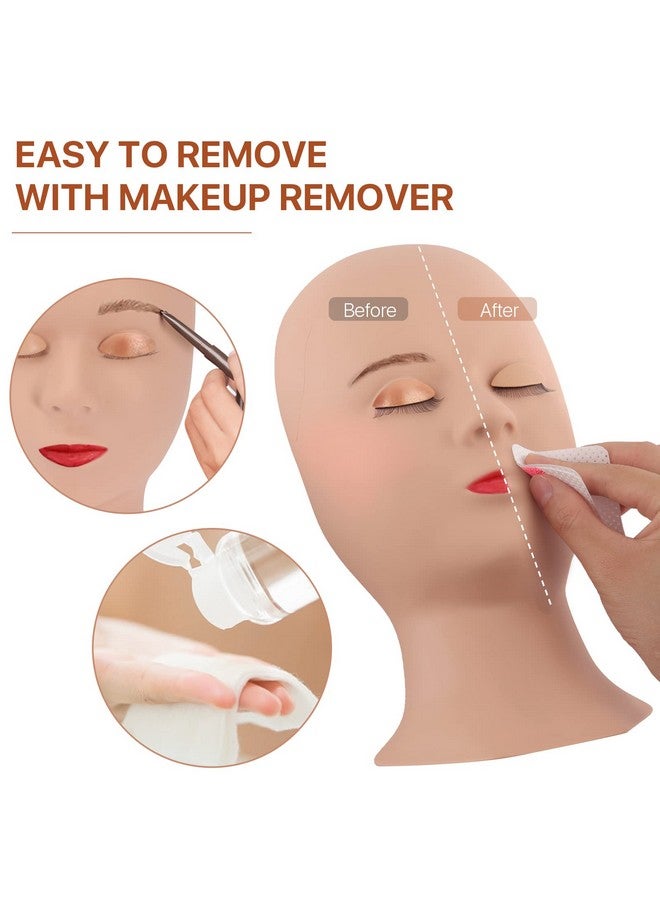 بريتي ميموري رأس مانيكان للرموش بذاكرة جميلة، رأس مانيكان للرموش مع جفون، رأس مانيكان من السيليكون للتدريب على المكياج وتدريب تمديد الرموش - Image 4