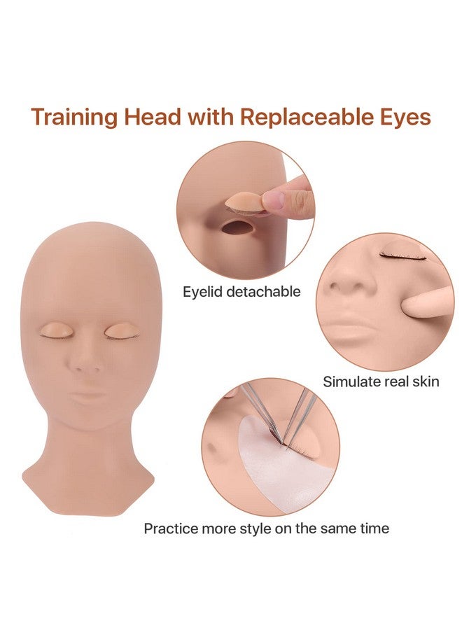 بريتي ميموري رأس مانيكان للرموش بذاكرة جميلة، رأس مانيكان للرموش مع جفون، رأس مانيكان من السيليكون للتدريب على المكياج وتدريب تمديد الرموش - Image 3